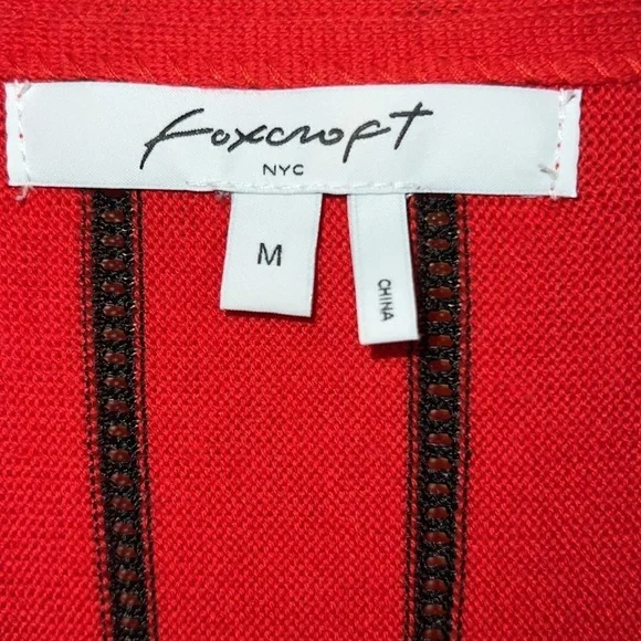 Foxcroft Red Blouse With Black Detailing Medium - Picture 5 of 6